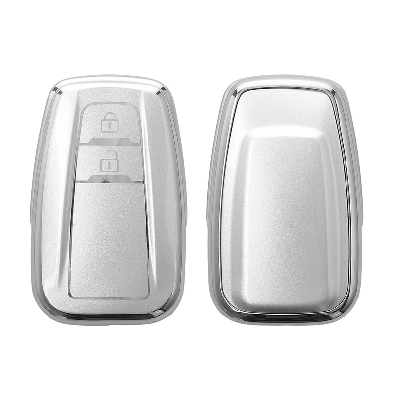 kwmobile Autoschlüssel Hülle kompatibel mit Toyota 2-Tasten Smart Key Autoschlüssel - Schlüsselhülle Silikon Cover - Silber matt Silber matt  [dsg02]