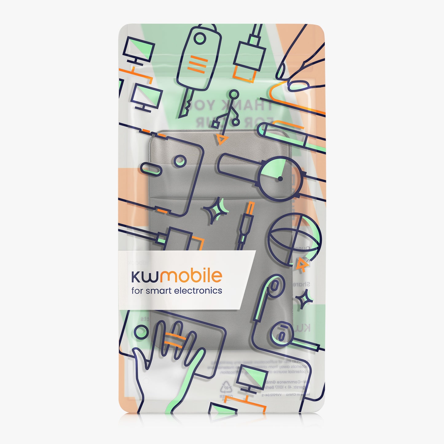 kwmobile Tasche kompatibel mit SanDisk Portable SSD, Samsung T7, Crucial X8, HDD - Halterung für externe SSD Festplatte - 13x8cm - Elastisches Case Hülle selbstklebend