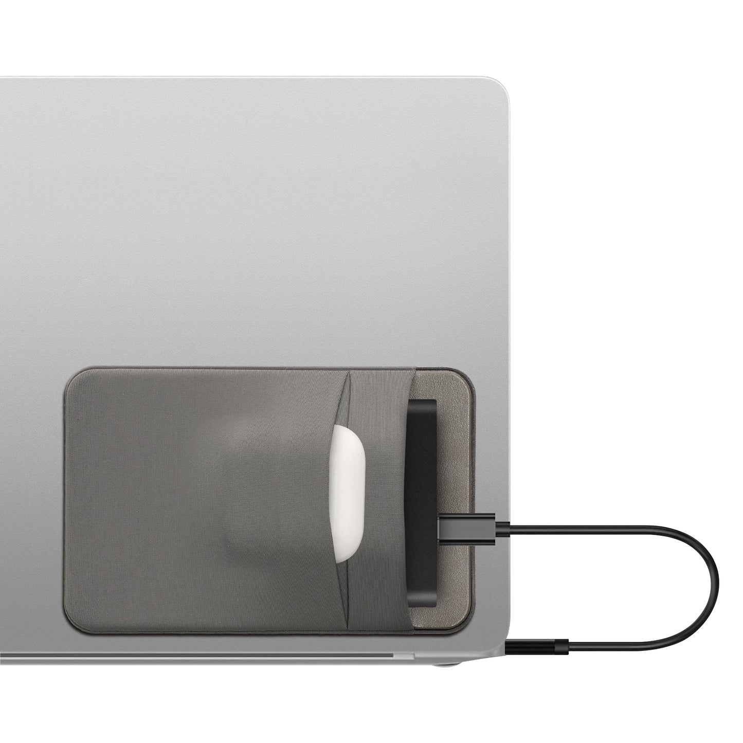 kwmobile Tasche kompatibel mit SanDisk Portable SSD, Samsung T7, Crucial X8, HDD - Halterung für externe SSD Festplatte - 13x8cm - Elastisches Case Hülle selbstklebend Grau Grau  