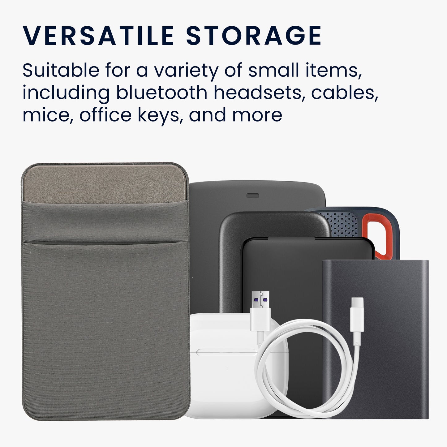 kwmobile Tasche kompatibel mit SanDisk Portable SSD, Samsung T7, Crucial X8, HDD - Halterung für externe SSD Festplatte - 13x8cm - Elastisches Case Hülle selbstklebend
