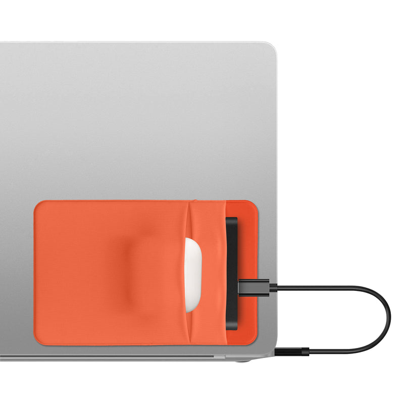 kwmobile Tasche kompatibel mit SanDisk Portable SSD, Samsung T7, Crucial X8, HDD - Halterung für externe SSD Festplatte - 13x8cm - Elastisches Case Hülle selbstklebend Orange Orange  