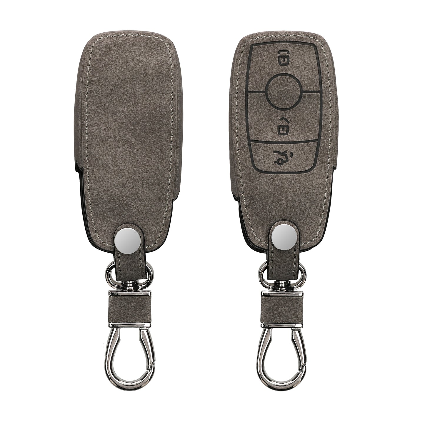 kwmobile Autoschlüssel Hülle kompatibel mit Mercedes Benz Smart Key Autoschlüssel (nur Keyless) - Nubuklederoptik - Kunstleder Schutzhülle Schlüsselhülle Cover - Hellgrau Hellgrau  