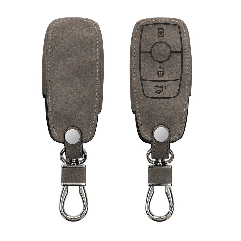 kwmobile Autoschlüssel Hülle kompatibel mit Mercedes Benz Smart Key Autoschlüssel (nur Keyless) - Nubuklederoptik - Kunstleder Schutzhülle Schlüsselhülle Cover - Hellgrau Hellgrau  