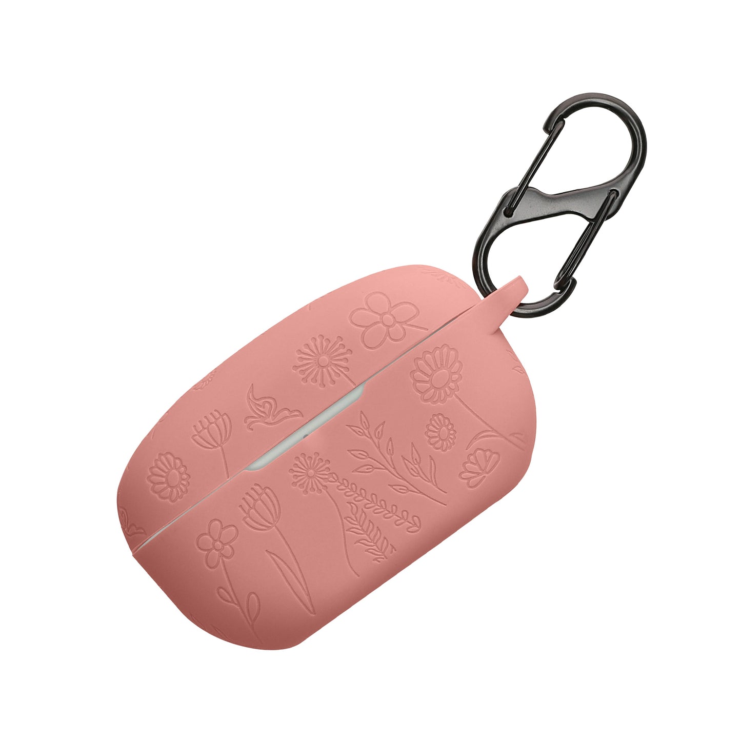 kwmobile Silikon Case für Sony WF-1000XM5 Hülle - Kopfhörer Schutzhülle mit Karabiner - Geprägtes Muster Dark Rose Dark Rose  [dsg01]