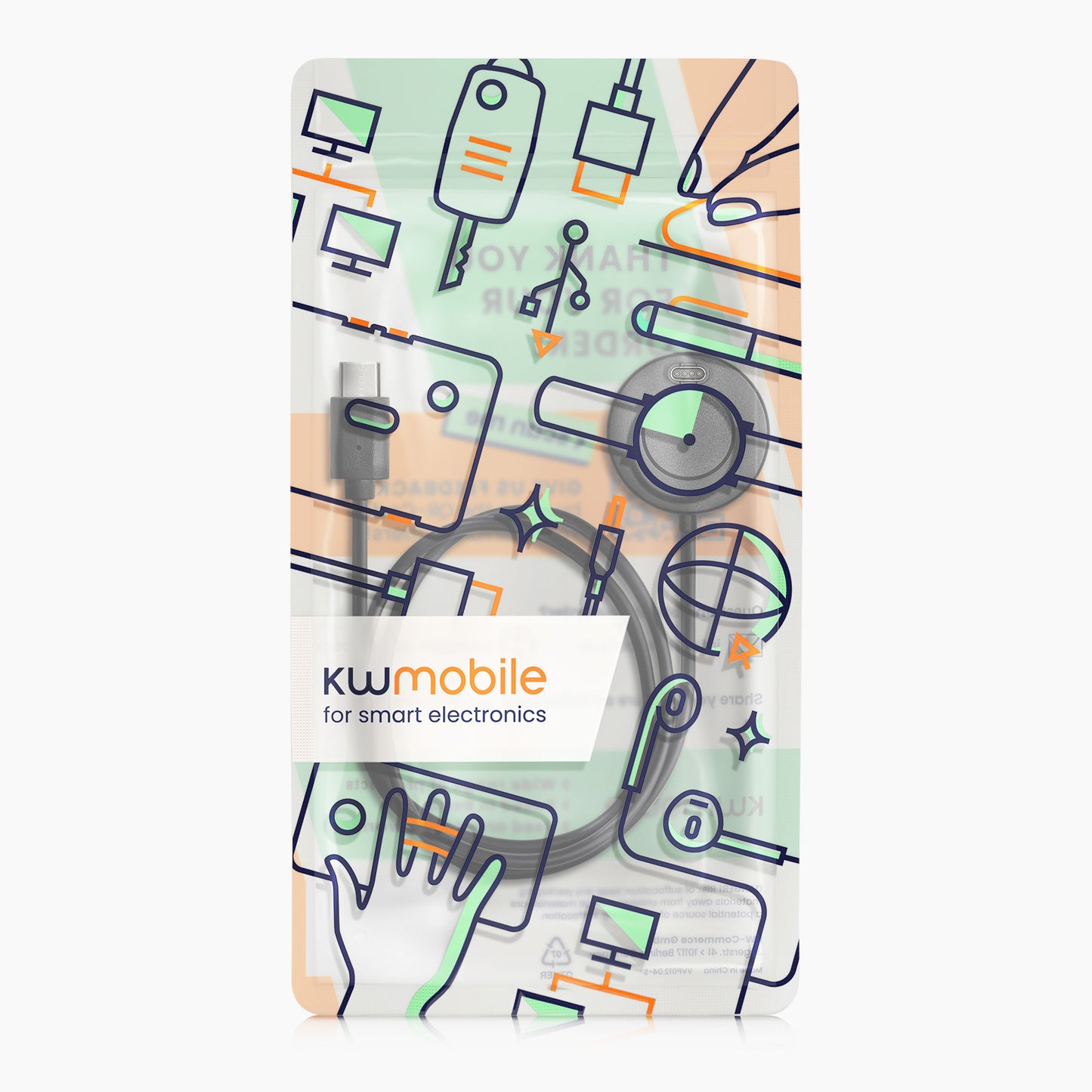 kwmobile USB C Ladekabel kompatibel mit Garmin Forerunner 55 / 255 / 255 Music / vivoactive 5 / Fenix / Quatix Kabel Charger Smart Watch Typ C Ersatzkabel Fitnesstracker Aufladekabel