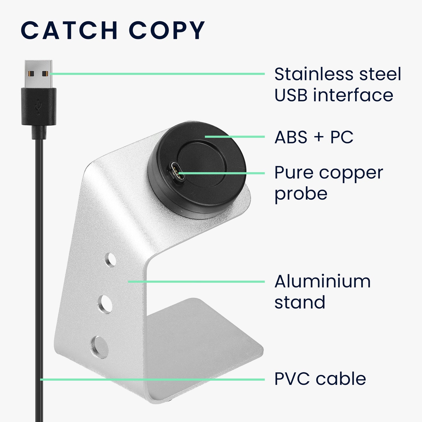 kwmobile USB Ladegerät kompatibel mit Garmin vivoactive 6 / vivoactive 5 / Forerunner 55 / 255 / 255 Music - USB Kabel Charger Stand - Smart Watch Ladestation - Ladekabel mit Standfunktion