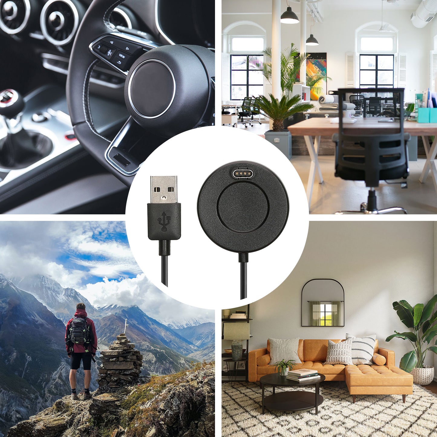 kwmobile USB Kabel Charger kompatibel mit Garmin Forerunner 55 965 955 265 255 165 / Vivoactive 5 / Vivoactive 6 / Epix Ladekabel - Smart Watch Ersatzkabel - Fitnesstracker Aufladekabel