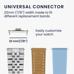 kwmobile Metall Adapter mit 22mm Bandbreite kompatibel mit Xiaomi Mi Band 8 Pro Uhrenarmband Smartwatch Armband