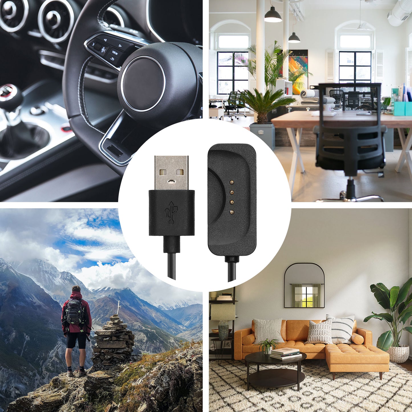 kwmobile USB Kabel Charger kompatibel mit OnePlus Watch 2 / Watch 3 Ladekabel - Smart Watch Ersatzkabel - Fitnesstracker Aufladekabel