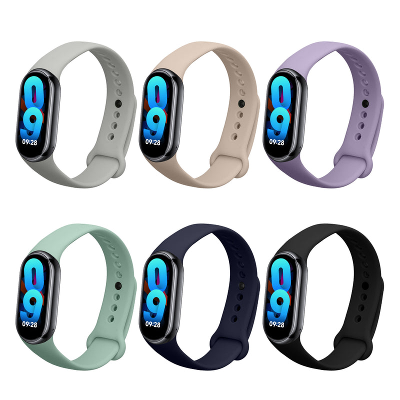 kwmobile 6x Sportarmband kompatibel mit Xiaomi Mi Band 10 / Mi Band 9 / 8 Armband - Großes Set Smartwatch Armband in verschiedenen Farben Mehrfarbig  