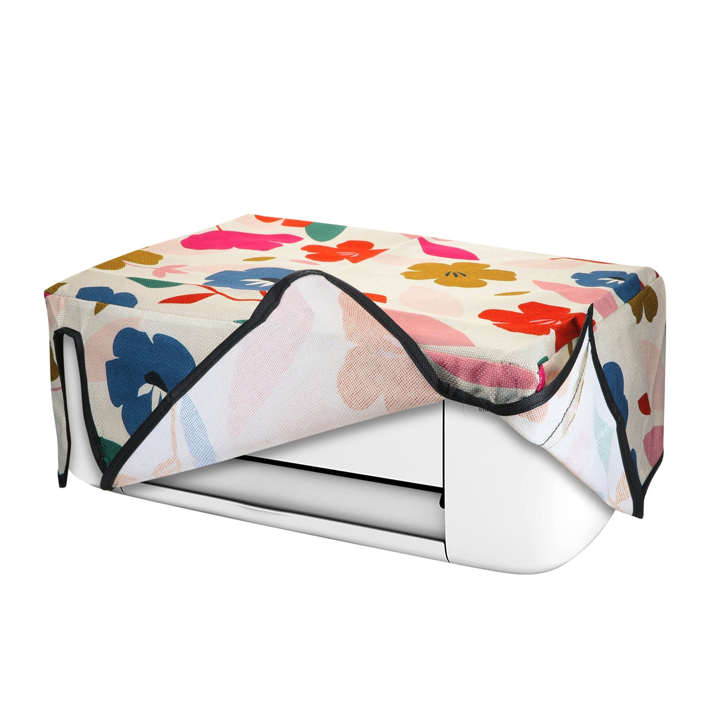 kwmobile Leinen Cover kompatibel mit HP DeskJet 3750 / 3755 Hülle - Tasche für Drucker - Staubschutzhülle Schutzhaube Schutzhülle - Pink Dunkelblau Creme Pink  [dsg01]