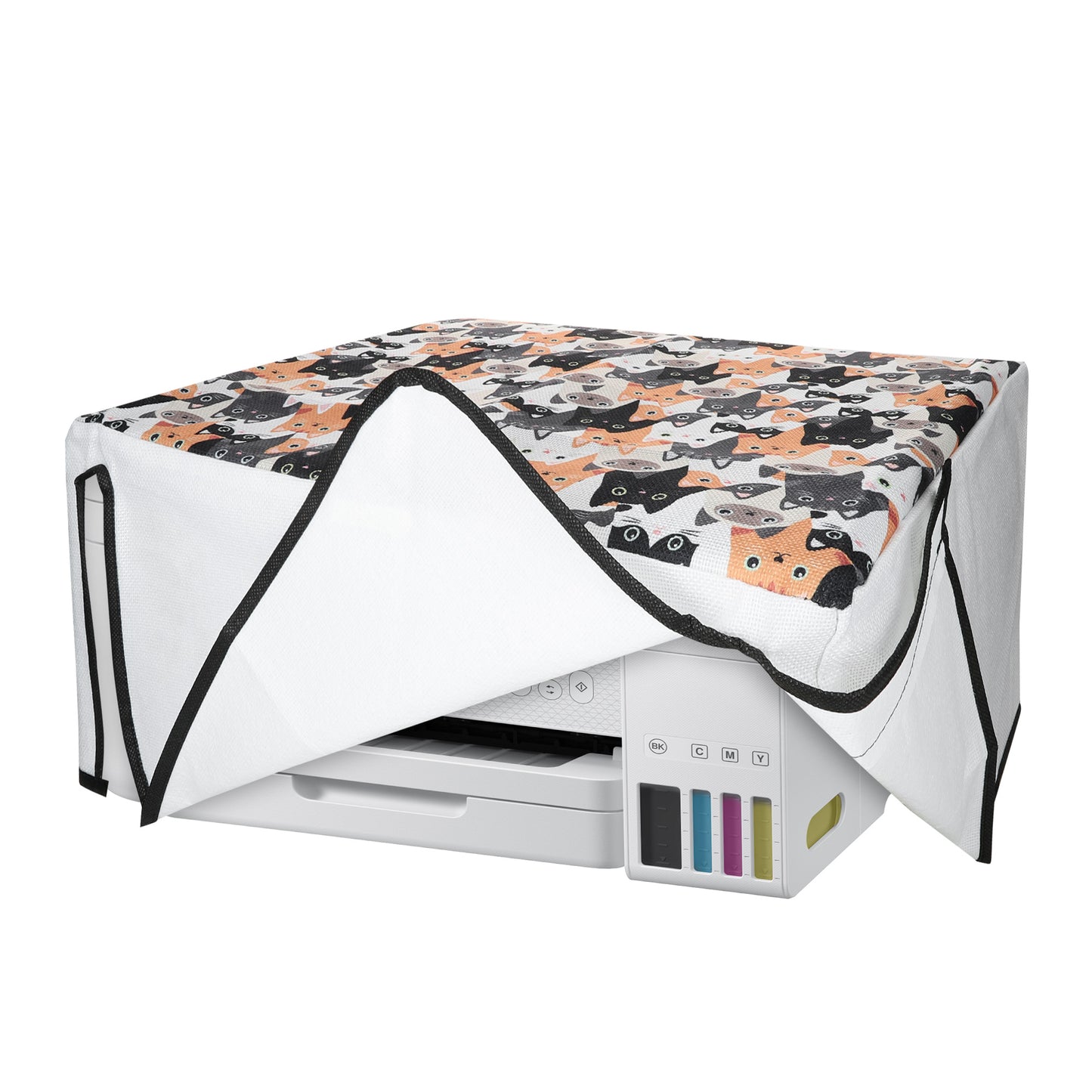 kwmobile Leinen Cover kompatibel mit Epson Eco Tank ET-3850 / Eco Tank ET-4856 Hülle - Tasche für Drucker - Staubschutzhülle Schutzhaube Schutzhülle - Orange Schwarz Weiß Orange  [dsg02]