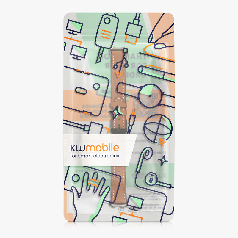 kwmobile Echtleder Uhrenarmband für Huawei Band 10 / 9 / 8 Armband Ersatzarmband für Fitnesstracker Wechselarmband Smartwatch