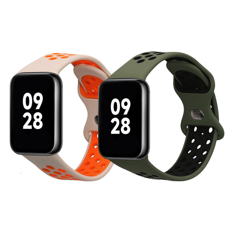 kwmobile 2x Uhrenarmband für Xiaomi Mi Band 8 Pro Armband - Fitnesstracker Band Set aus TPU Silikon - Ersatzarmband Smartwatch - Dunkelgrün Schwarz Weiß Orange Dunkelgrün  [dsg02]