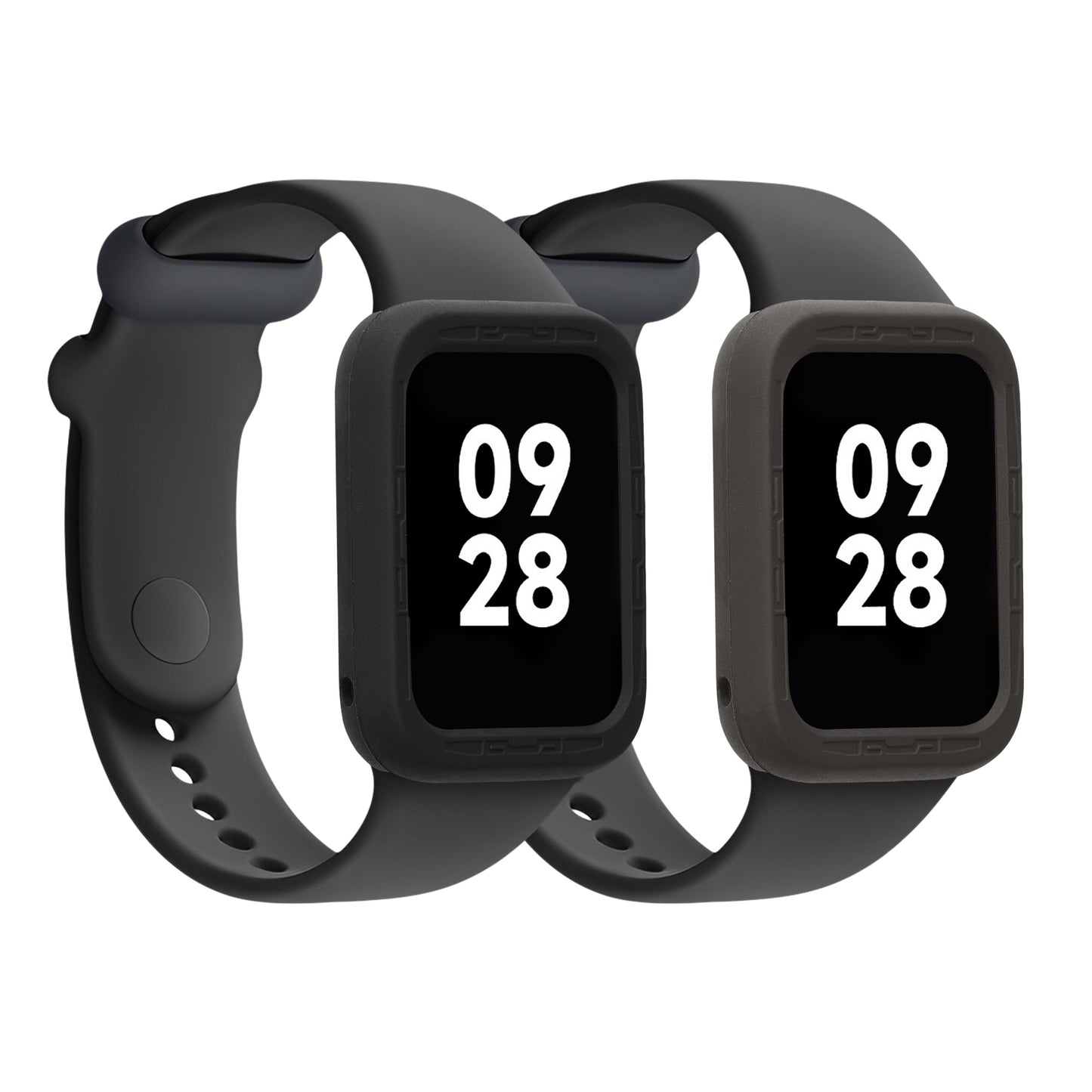 kwmobile 2x Sport Schutzhülle kompatibel mit Xiaomi Mi Band 8 Pro - Silikon Hülle Cover ohne Tracker Schwarz Grau Schwarz  [dsg01]