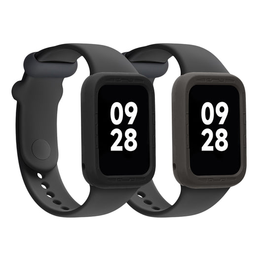 kwmobile 2x Sport Schutzhülle kompatibel mit Xiaomi Mi Band 8 Pro - Silikon Hülle Cover ohne Tracker Schwarz Grau Schwarz  [dsg01]