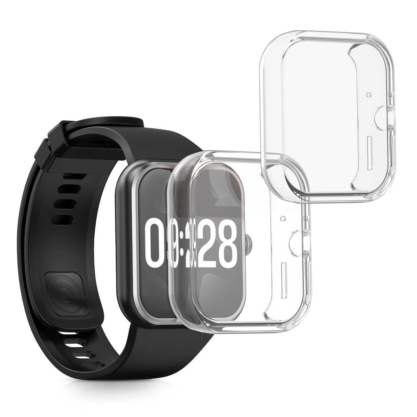 kwmobile 2x Schutzhülle kompatibel mit Xiaomi Redmi Watch 4 Hülle - Fullbody Cover Set aus Silikon - Transparent Transparent  [dsg01]