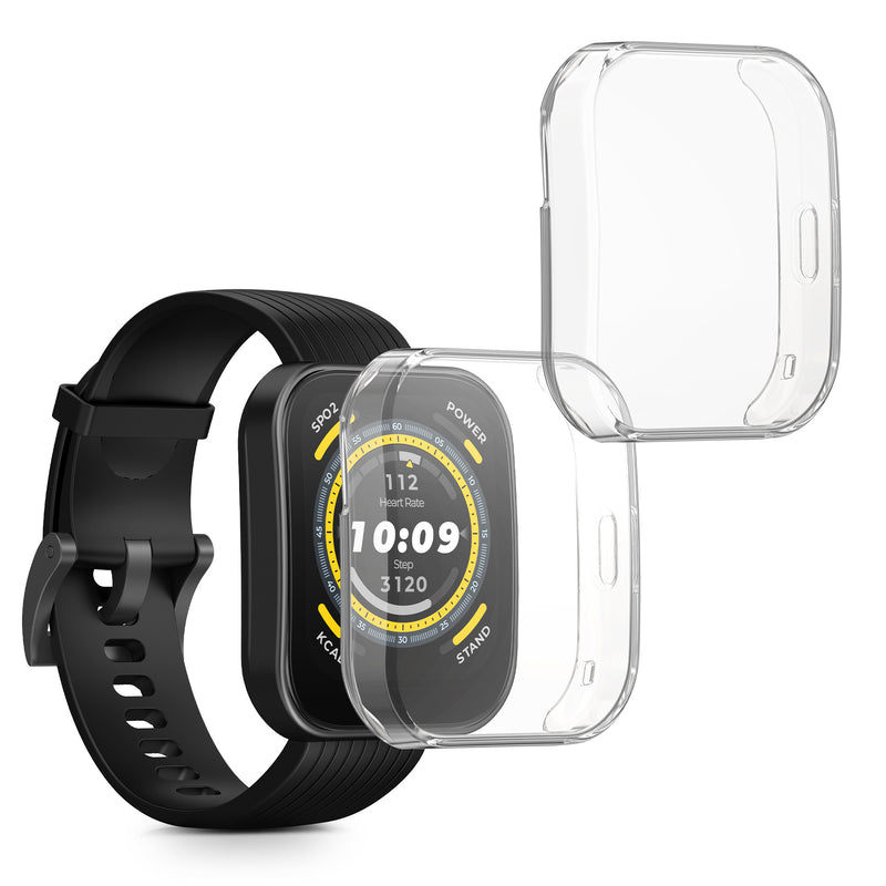 kwmobile 2x Schutzhülle kompatibel mit Huami Amazfit Bip 5 Hülle - Fullbody Cover Set aus Silikon - Transparent Transparent  [dsg01]