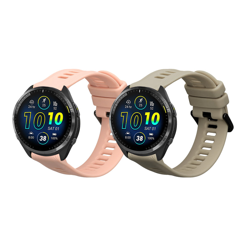 kwmobile 2x Uhrenarmband für Garmin Forerunner 965 / 965 Solar / Forerunner 955 / 955 Solar Armband - Fitnesstracker Band Set aus TPU Silikon - Ersatzarmband Smartwatch - Grau Dark Rose Grau  [dsg02]