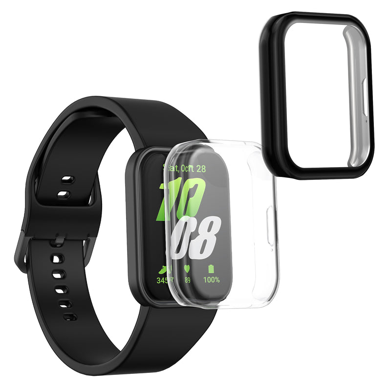 kwmobile 2x Schutzhülle kompatibel mit Samsung Galaxy Fit 3 Hülle - Fullbody Cover Set aus Silikon - Transparent Schwarz Transparent  [dsg02]