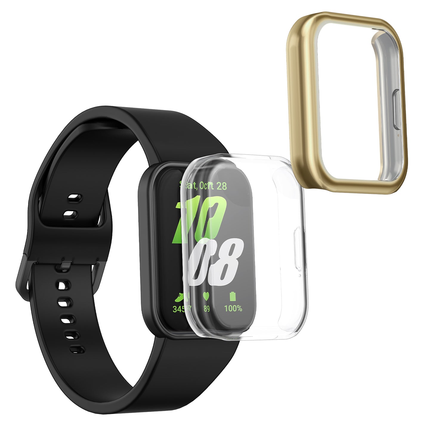 kwmobile 2x Schutzhülle kompatibel mit Samsung Galaxy Fit 3 Hülle - Fullbody Cover Set aus Silikon - Transparent Gold Transparent  [dsg07]