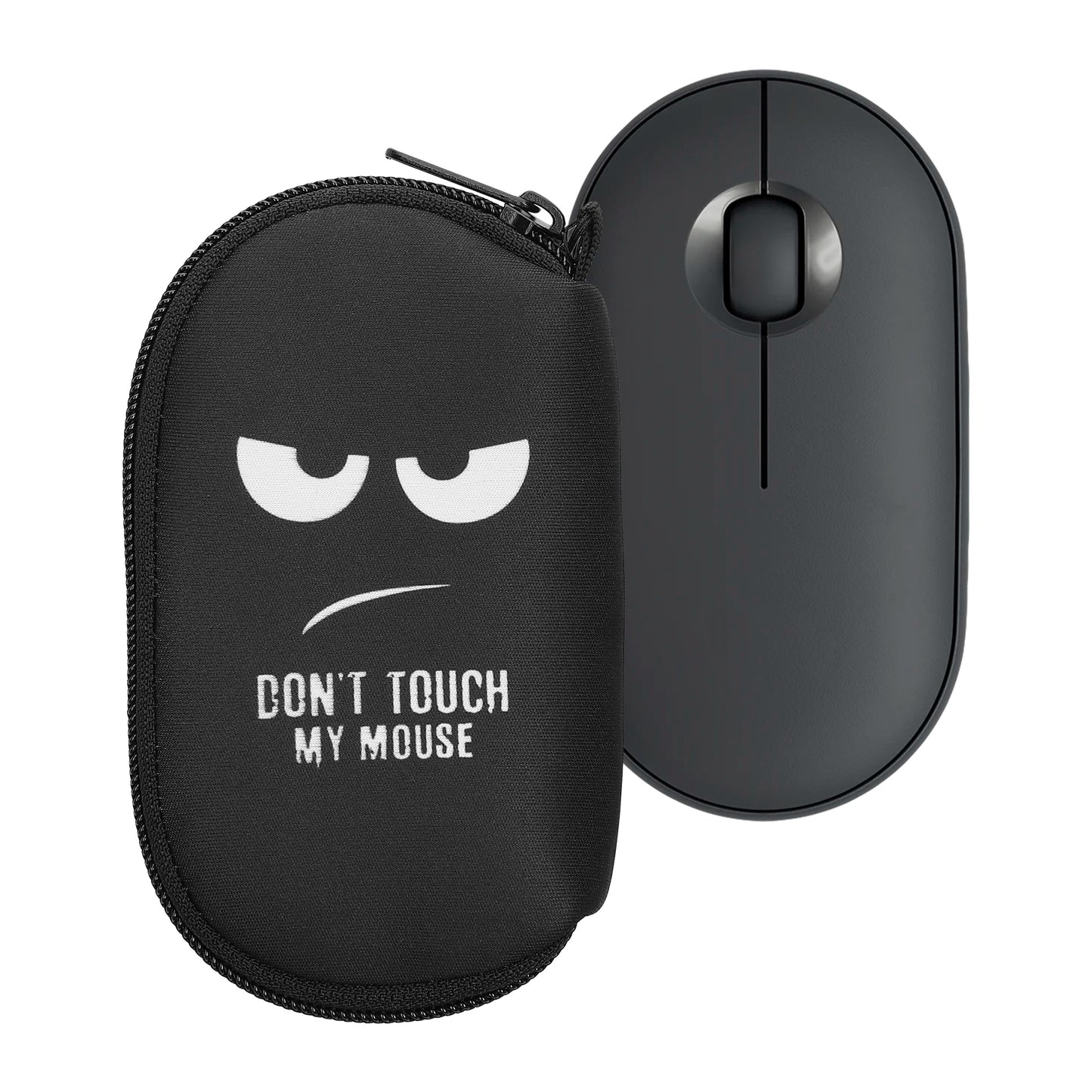 kwmobile Hülle kompatibel mit Logitech Pebble Mouse 2 M350s / M350 - Neopren Hülle für PC Mouse Schutzhülle - Computer Maus Tasche - Neopren Tasche für PC-Maus - Weiß Schwarz Weiß  [dsg01]