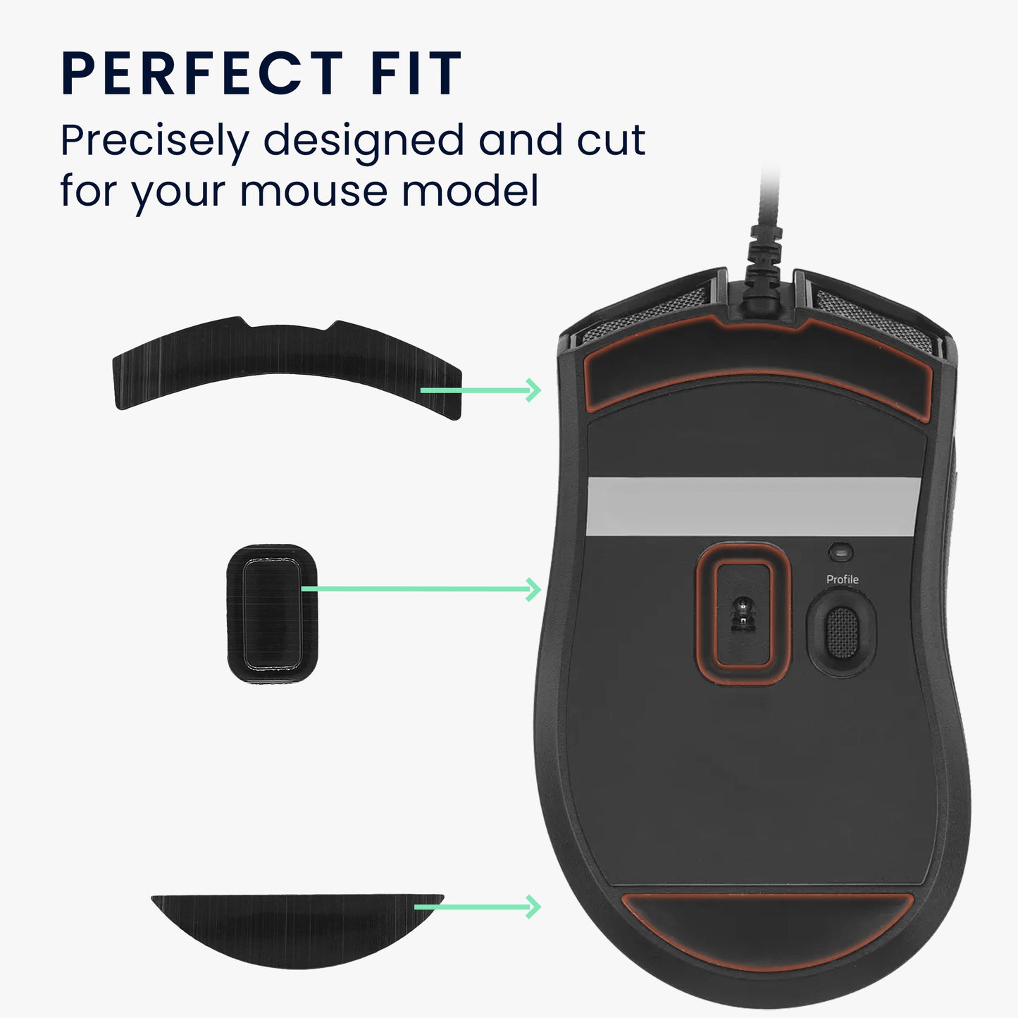 kwmobile Mouse Feet Sticker kompatibel mit Razer Mamba Elite Wired Ersatz Glider - Mausfüße passgenau - Maus Glides