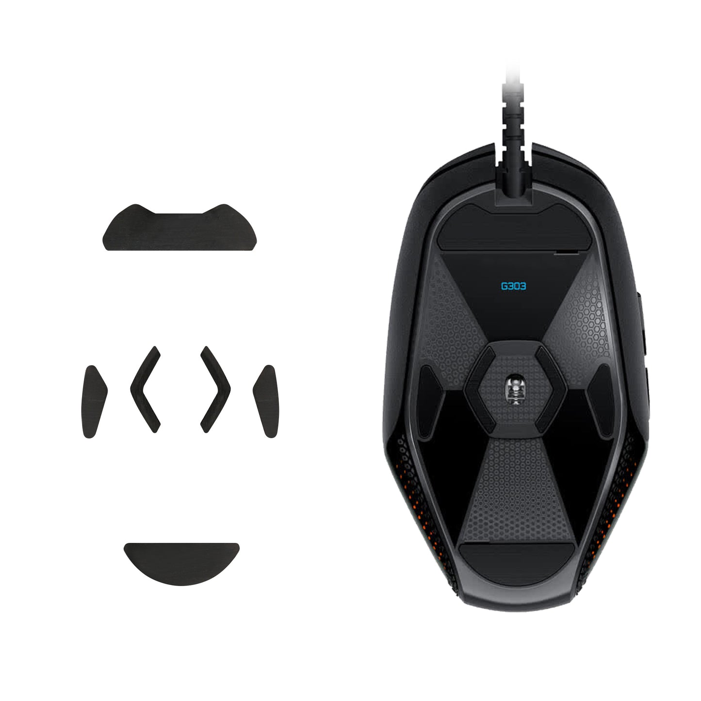 kwmobile Mouse Feet Sticker kompatibel mit Logitech G303 / G302 Ersatz Glider - Mausfüße passgenau - Maus Glides