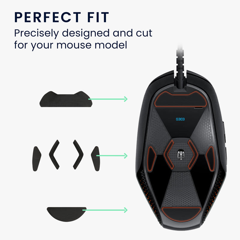 kwmobile Mouse Feet Sticker kompatibel mit Logitech G303 / G302 Ersatz Glider - Mausfüße passgenau - Maus Glides
