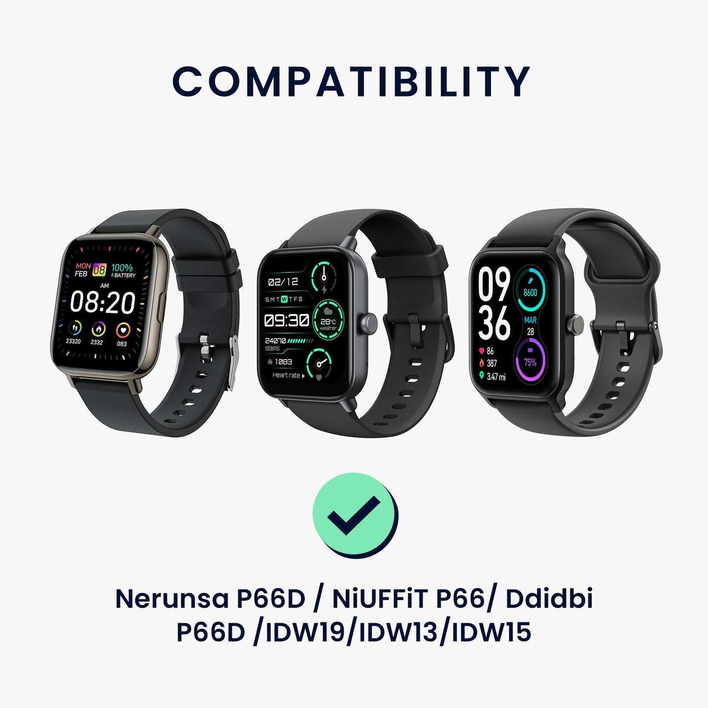 kwmobile USB Kabel Charger kompatibel mit Nerunsa P66D / NiUFFiT P66 / Ddidbi P66D / IDW19 / IDW13/ IDW15 Ladekabel - Smart Watch Ersatzkabel - Fitnesstracker Aufladekabel