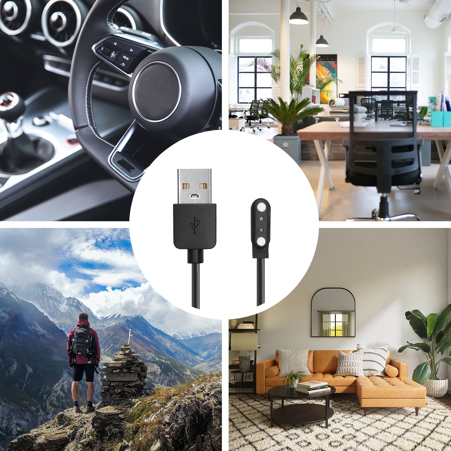 kwmobile USB Kabel Charger kompatibel mit Nerunsa P66D / NiUFFiT P66 / Ddidbi P66D / IDW19 / IDW13/ IDW15 Ladekabel - Smart Watch Ersatzkabel - Fitnesstracker Aufladekabel
