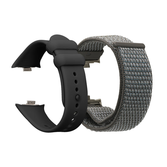 kwmobile 2x Sportarmband kompatibel mit Xiaomi Redmi Watch 4 Armband - Fitnesstracker Band Set aus TPU Silikon und Nylon in Schwarz Dunkelgrau Schwarz  [dsg01]