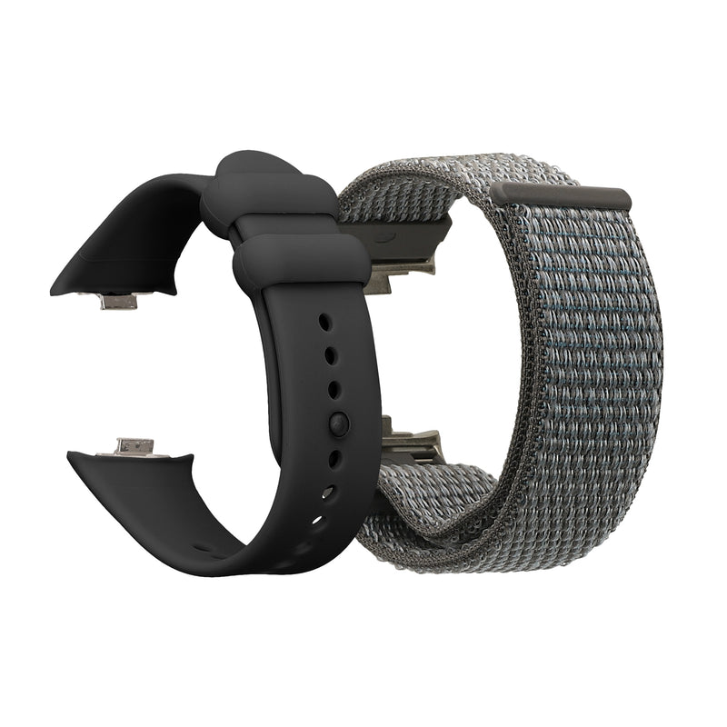 kwmobile 2x Sportarmband kompatibel mit Xiaomi Redmi Watch 4 Armband - Fitnesstracker Band Set aus TPU Silikon und Nylon in Schwarz Dunkelgrau Schwarz  [dsg01]