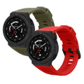 kwmobile 2x Uhrenarmband für Amazfit Active Edge (A2212) Armband - Fitnesstracker Band Set aus TPU Silikon - Ersatzarmband Smartwatch - Dunkelgrün Rot Dunkelgrün  [dsg05]