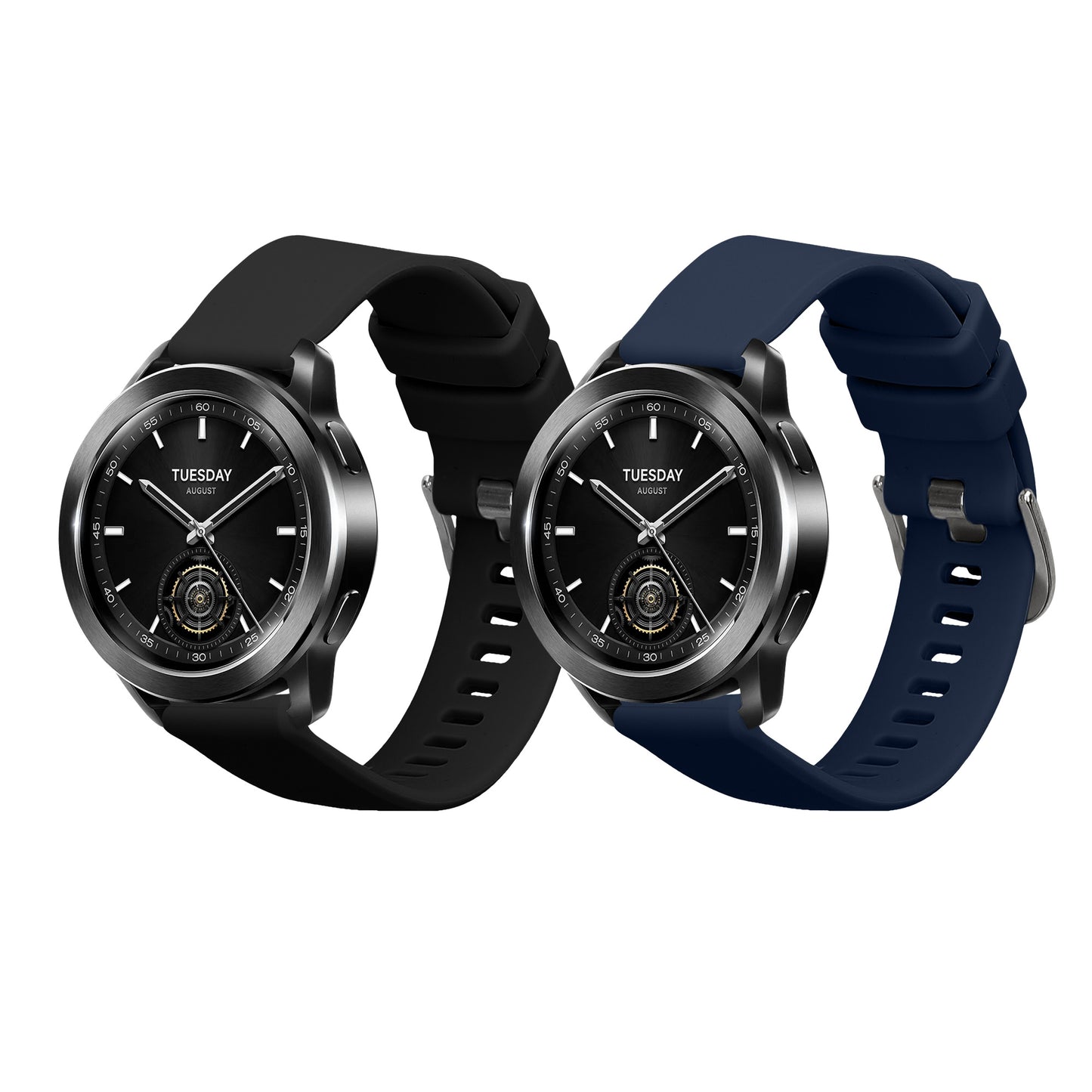 kwmobile Silikon Uhrenarmband für Xiaomi Watch S3 Armband - Ersatzarmband für Fitnesstracker - Wechselarmband Smartwatch - Schwarz Dunkelblau Schwarz  [dsg01]