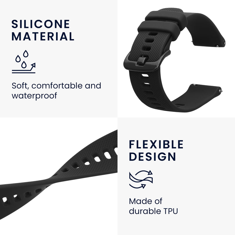 kwmobile Silikon Uhrenarmband für 20mm Amazfit Active 2 / 2 Square / Active Edge / Bip 3 / GTS 3 4 Armband - Ersatzarmband für Fitnesstracker - Wechselarmband Smartwatch
