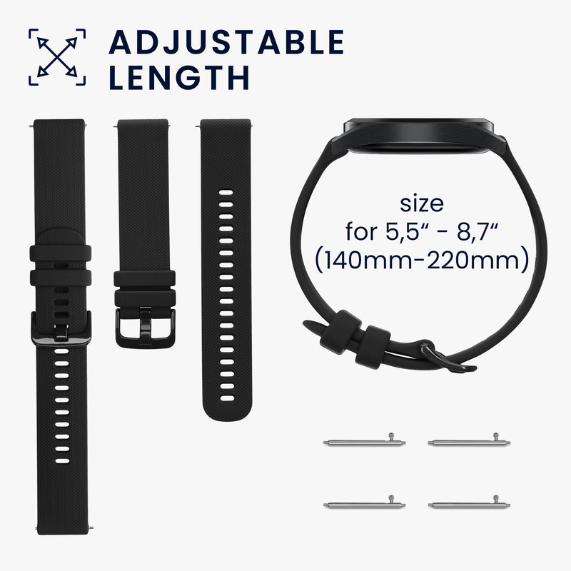 kwmobile Silikon Uhrenarmband für 20mm Amazfit Active 2 / 2 Square / Active Edge / Bip 3 / GTS 3 4 Armband - Ersatzarmband für Fitnesstracker - Wechselarmband Smartwatch