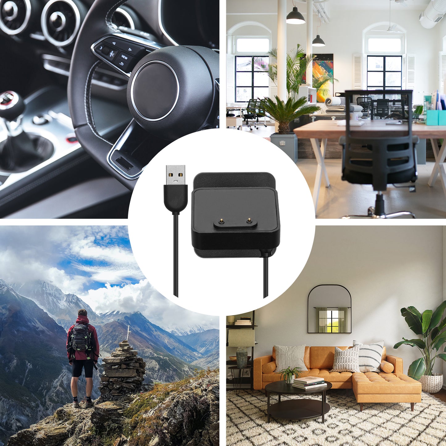 kwmobile USB Ladegerät kompatibel mit Samsung Galaxy Fit 3 / Huawei Watch Fit 3 USB Kabel Charger Stand Smart Watch Ladestation Docking Station Ladekabel mit Standfunktion