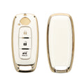 kwmobile Autoschlüssel Hülle kompatibel mit Nissan 3-Tasten Ariya B6 B9 X-trail T33 Qashqai - Schlüsselhülle Silikon Cover - Weiß Gold Weiß  [dsg02]