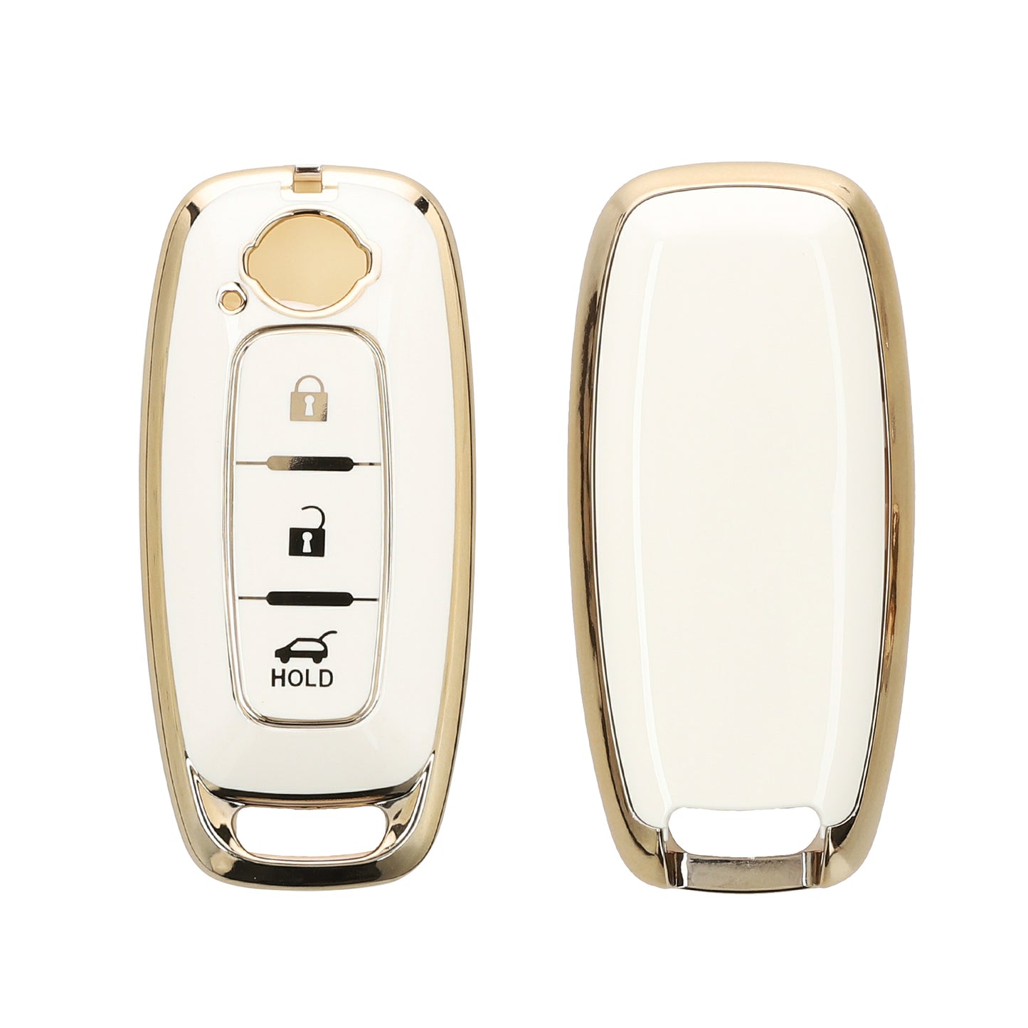 kwmobile Autoschlüssel Hülle kompatibel mit Nissan 3-Tasten Ariya B6 B9 X-trail T33 Qashqai - Schlüsselhülle Silikon Cover - Weiß Gold Weiß  [dsg02]