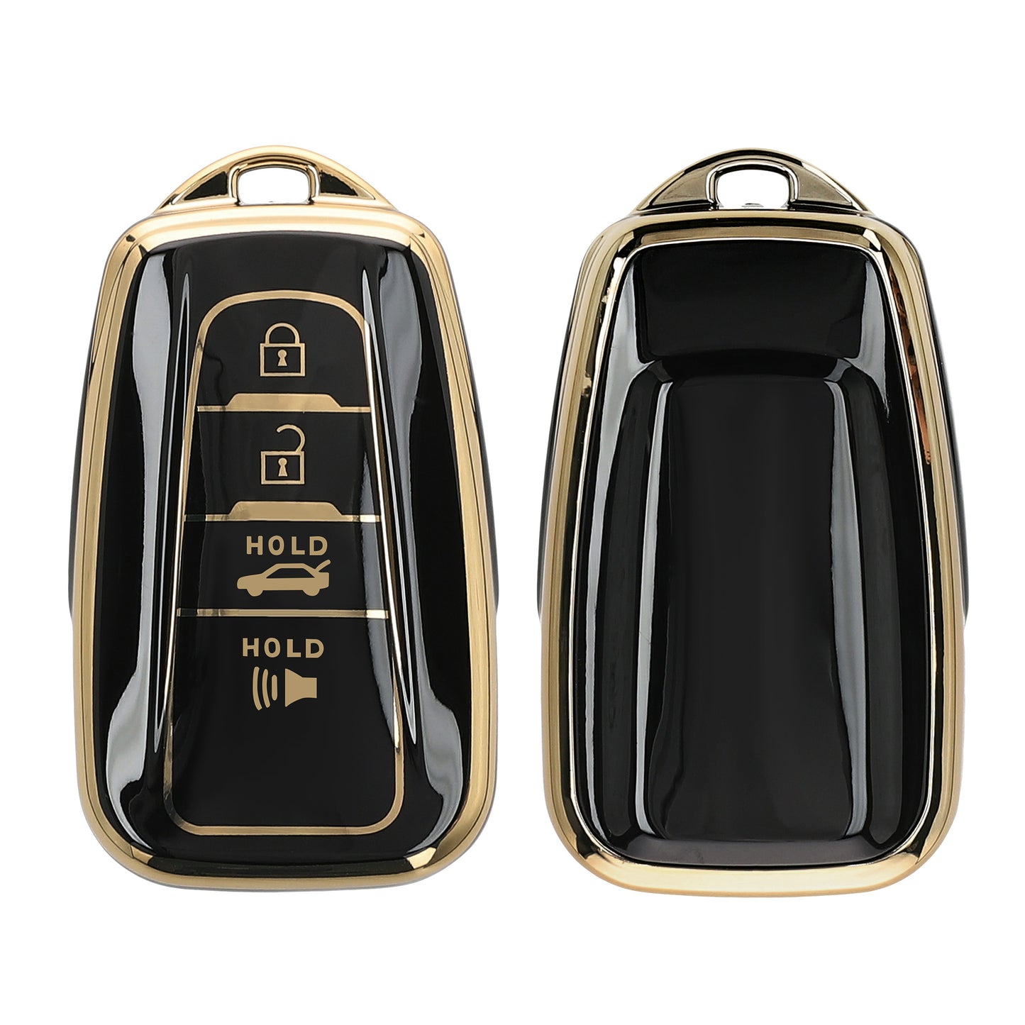 kwmobile Autoschlüssel Hülle kompatibel mit Toyota 4-Tasten 2018-2024 RAV4 Avalon Camry C-HR Prius - Schlüsselhülle Silikon Cover - Schwarz Gold Schwarz  [dsg01]