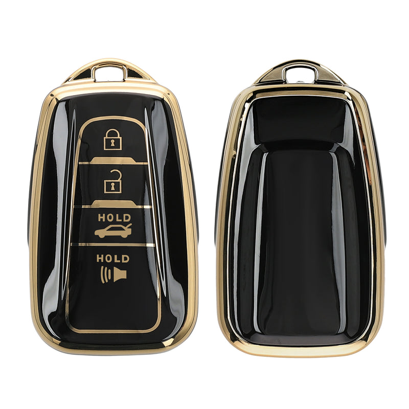 kwmobile Autoschlüssel Hülle kompatibel mit Toyota 4-Tasten 2018-2024 RAV4 Avalon Camry C-HR Prius - Schlüsselhülle Silikon Cover - Schwarz Gold Schwarz  [dsg01]