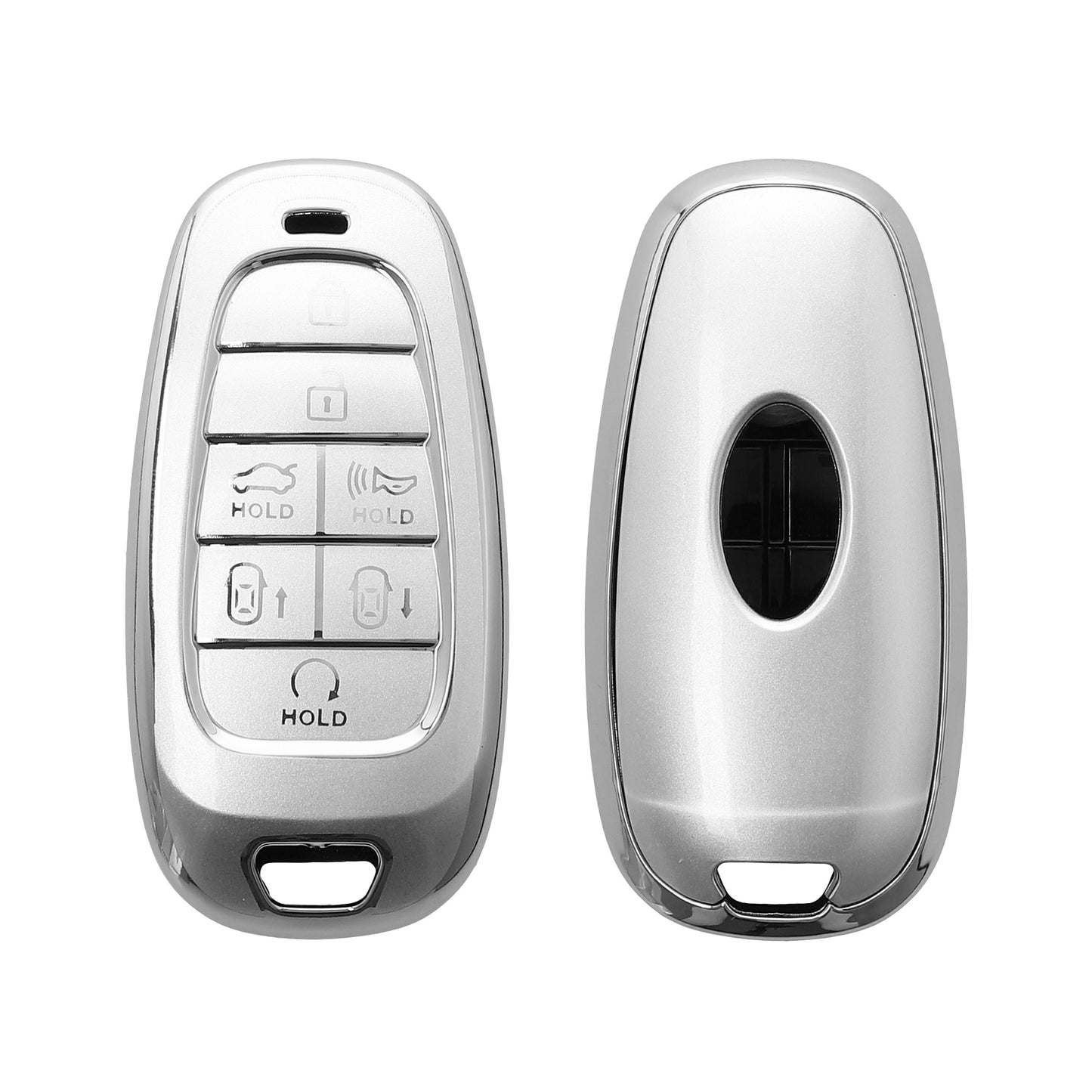 kwmobile Autoschlüssel Hülle kompatibel mit Hyundai 7-Tasten Ioniq 5 Tucson NX4 Santafe - Schlüsselhülle Silikon Cover - Silber matt Silber matt  [dsg02]