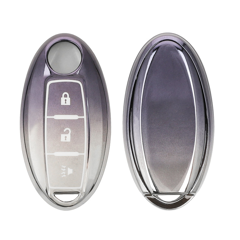 kwmobile Autoschlüssel Hülle kompatibel mit Nissan 3-Tasten Autoschlüssel - Schlüsselhülle Silikon Cover - Dunkelgrau Silber Dunkelgrau  [dsg02]