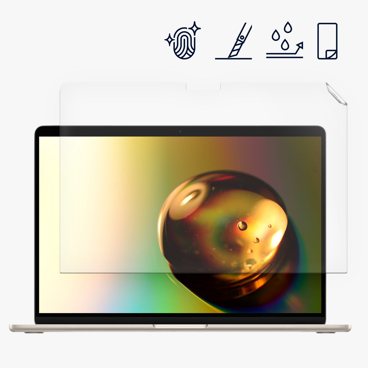 Displayschutzfolie kompatibel mit Apple Macbook Air 13.6 M3 2024 A3113 / M2 A2681
