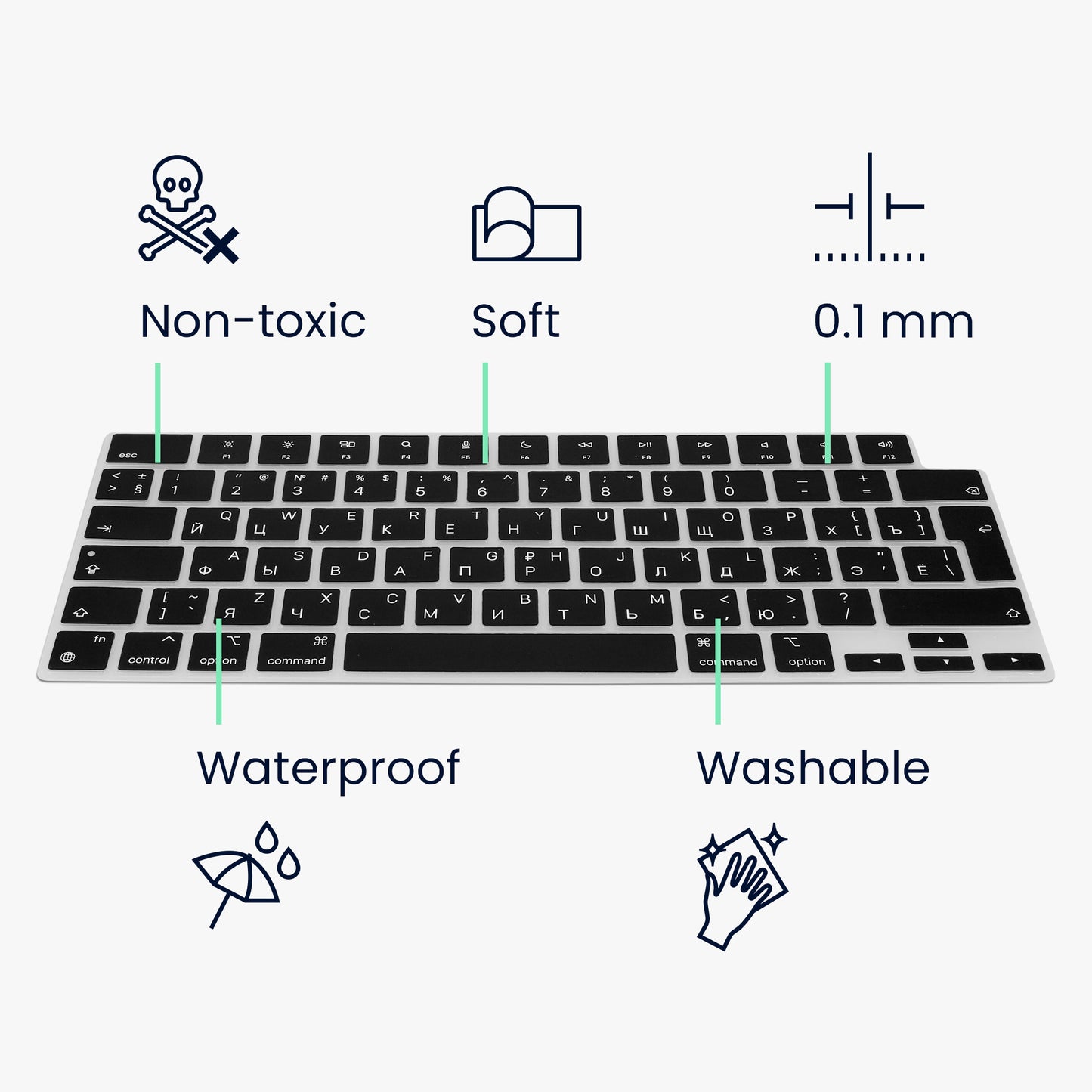 kwmobile Tastaturschutz für Apple Macbook Air 15 M3 2024 A3114 - QWERTY Russisch Keyboard Cover Abdeckung
