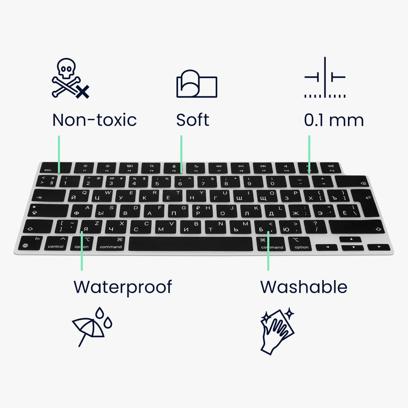 kwmobile Tastaturschutz für Apple Macbook Air 15 M3 2024 A3114 - QWERTY Russisch Keyboard Cover Abdeckung