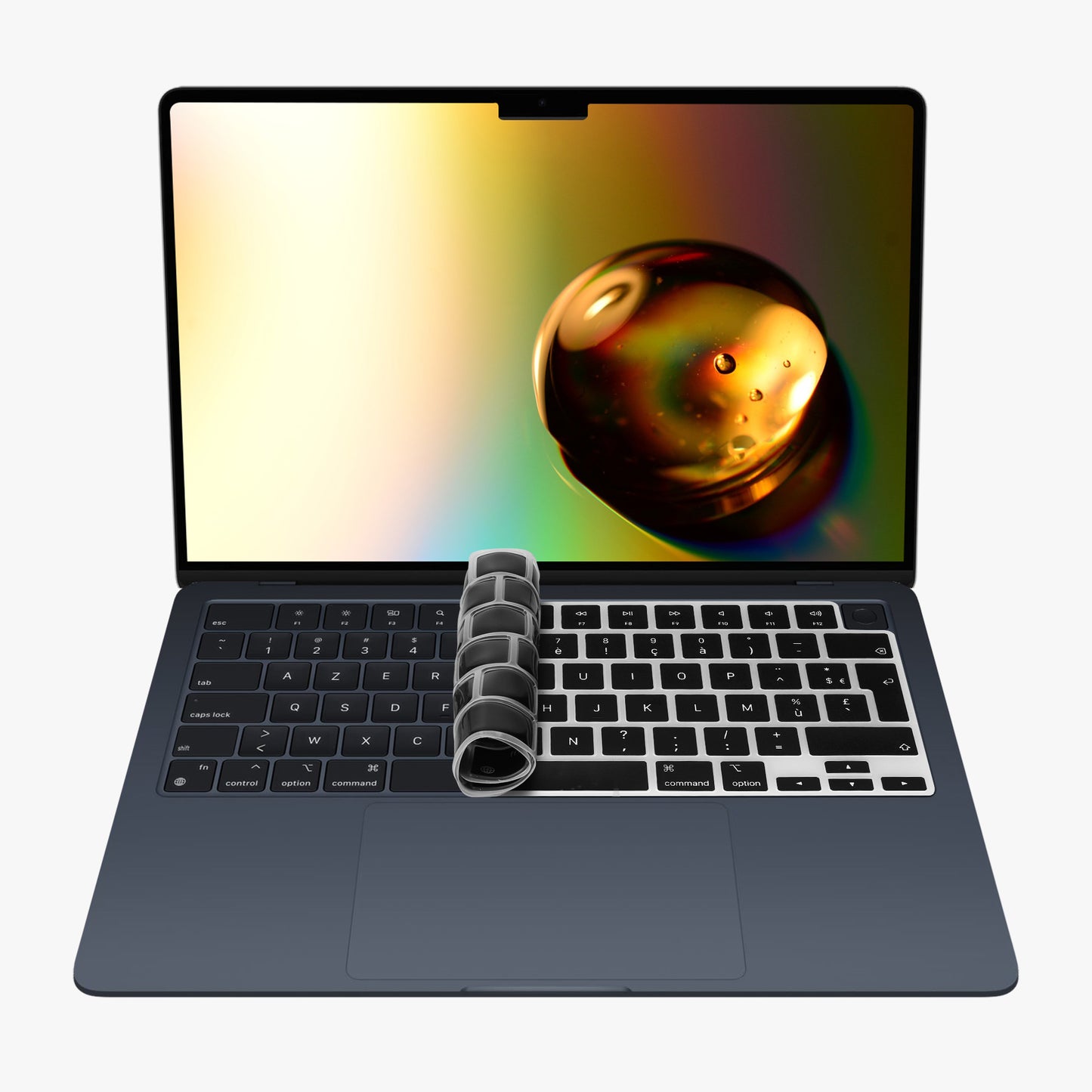 Silikon Tastaturschutz AZERTY (Frankreich, Belgien) kompatibel mit Apple Macbook Air 15 M3 2024 A3114