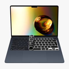 Silikon Tastaturschutz AZERTY (Frankreich Belgien) kompatibel mit Apple Macbook Air 15 M3 2024 A3114 - Schwarz