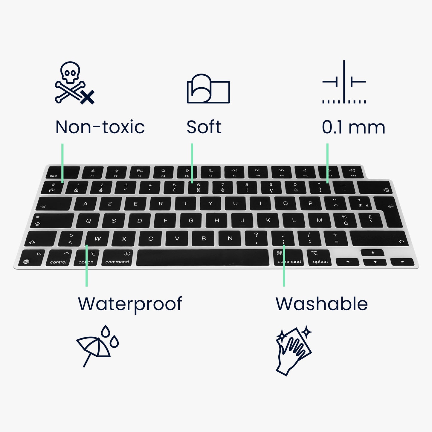Silikon Tastaturschutz AZERTY (Frankreich, Belgien) kompatibel mit Apple Macbook Air 15 M3 2024 A3114
